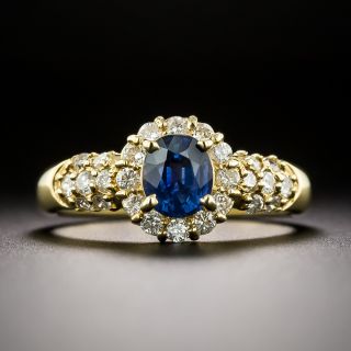 Estate .79 Carat Sapphire and Diamond Halo Ring - 3