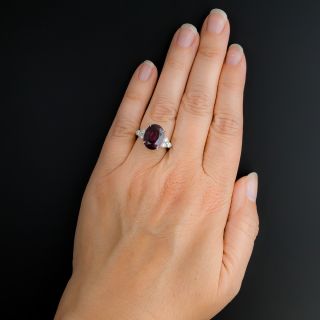 Estate 8.01 Carat Rhodolite Garnet and Diamond Ring 