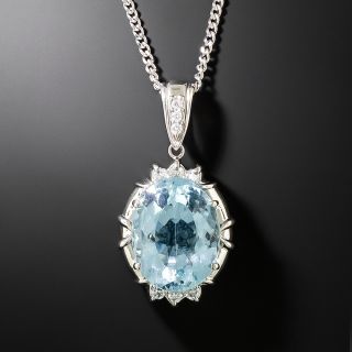 Estate 8.04 Carat Aquamarine and Diamond Pendant - 2