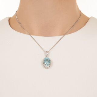 Estate 8.04 Carat Aquamarine and Diamond Pendant