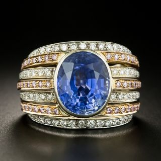 Estate 8.20 Carat Sapphire Pink and White Diamond Ring - GIA - 2