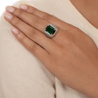 Estate 8.33 Carat Tourmaline and Diamond Basket Weave Ring