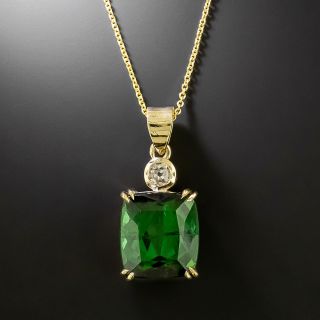 Estate 8.49 Carat Tourmaline and Diamond Drop Pendant - 3