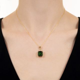 Estate 8.49 Carat Tourmaline and Diamond Drop Pendant