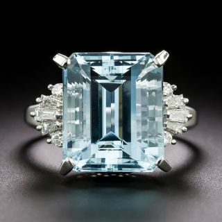 Estate 8.81 Carat Aquamarine and Diamond Ring - 2