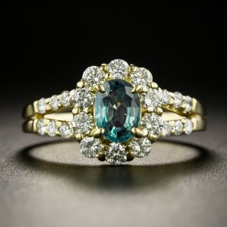 Estate .80 Carat Alexandrite and Diamond Halo Ring  - 2