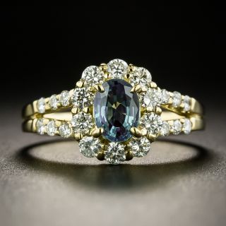 Estate .80 Carat Alexandrite and Diamond Halo Ring 