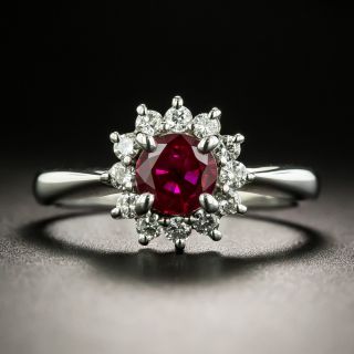 Estate .80 Carat Burmese Ruby and Diamond Ring, GIA - 1