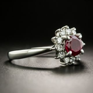 Estate .80 Carat Burmese Ruby and Diamond Ring, GIA