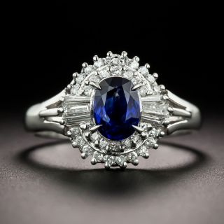 Estate .80 Carat Sapphire and Diamond Halo Ring - 2
