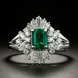 Estate .81 Carat Emerald and Diamond Ring - 2