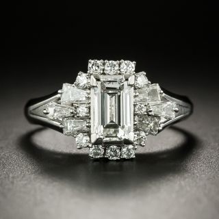 Estate .82 Carat Emerald-Cut Diamond Cluster Ring - GIA G VS1 - 3