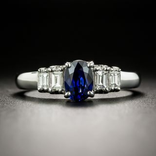 Estate .82 Carat Sapphire and Baguette Diamond Ring - 2