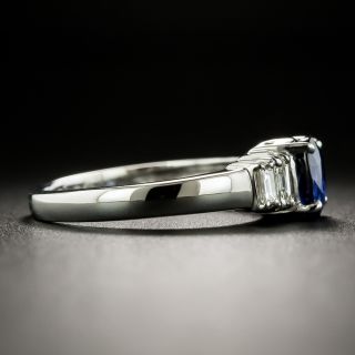 Estate .82 Carat Sapphire and Baguette Diamond Ring