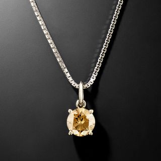 Estate .83 Carat Cognac Diamond Solitaire Necklace - 4