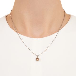 Estate .83 Carat Cognac Diamond Solitaire Necklace
