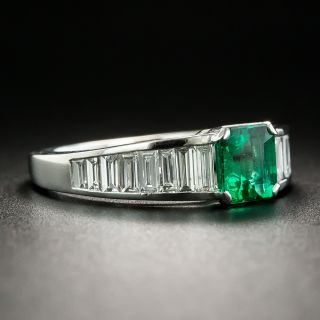 Estate .87 Carat Emerald and Baguette Diamond Ring