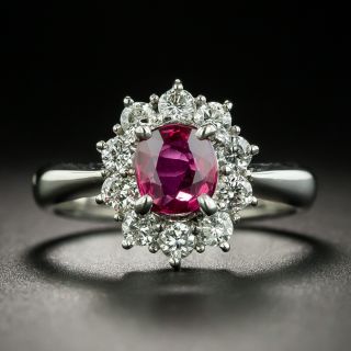 Estate .87 Carat Ruby and Diamond Halo Ring - 1