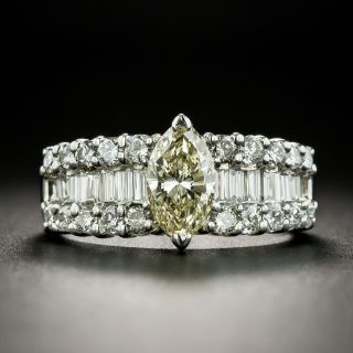 Estate .89 Carat Fancy Light Brownish Yellow Marquise-Cut Diamond Ring - GIA  - 2