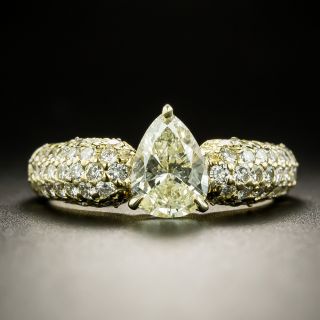 Estate .89 Carat Pear-Shaped Diamond Pave Ring - GIA S/T SI1 - 3