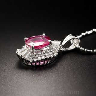 Estate .89 Carat Ruby and Platinum Diamond Pendant 