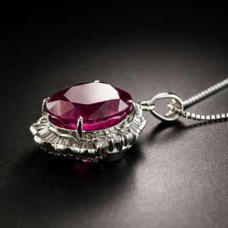 Estate 9.97 Carat Rubellite and Diamond Necklace