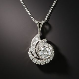 Estate .90 Carat Center Diamond Swirl Pendant - GIA G SI1 - 1