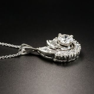 Estate .92 Carat Center Diamond Swirl Pendant - GIA E SI1