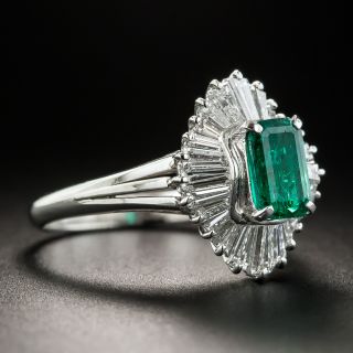 Estate .90 Carat Emerald and Diamond Ballerina Ring
