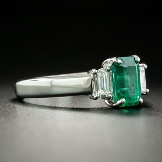 Estate .90 Carat Emerald and Diamond Three-Stone Ring