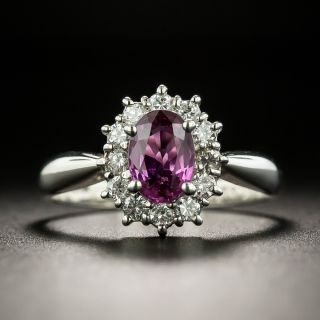 Estate .90 Carat Pink Sapphire and Diamond Halo Ring - 2