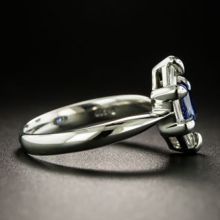 Estate .90 Carat Sapphire and Baguette Diamond Ring