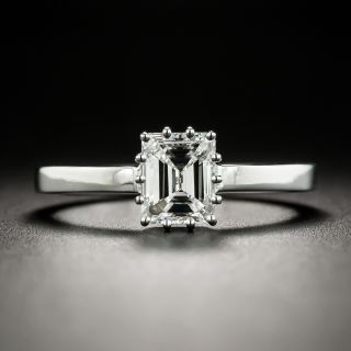 Estate .90 Ct. Emerald-Cut Diamond Platinum Solitaire Engagement Ring - GIA E VS1 - 2