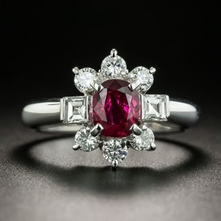 Estate .91 Carat No-Heat Ruby and Diamond Ring - 1