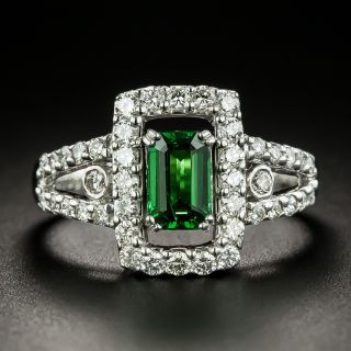Estate .91 Carat Tsavorite Garnet and Diamond Ring - 3