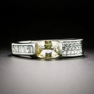 Estate .93 Carat Yellow Sapphire and Diamond Assymetrical Ring - 4