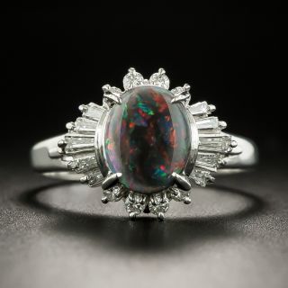 Estate .94 Carat Black Opal and Diamond Ring - 3