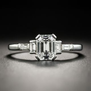 Estate .94 Carat Emerald-Cut Diamond Platinum Engagement Ring - GIA D VVS2 - 2
