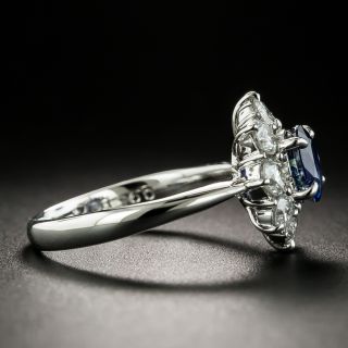 Estate .95 Carat Sapphire Diamond Cluster Ring