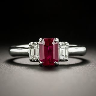 Estate .97 Carat Burmese Ruby and Diamond Ring  - GIA - 1