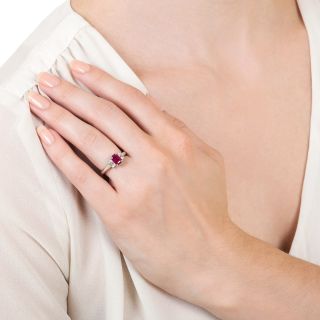 Estate .97 Carat Burmese Ruby and Diamond Ring  - GIA