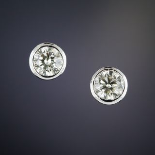 Estate .97 Carat Diamond Stud Earrings