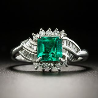 Estate .97 Carat Emerald and Diamond Ring - 2