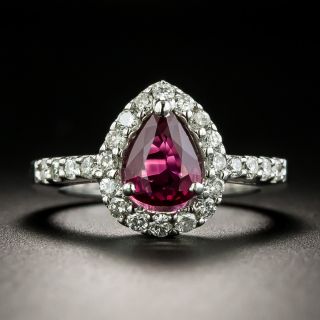 Estate .97 Carat No-Heat Pear Shape Ruby and Diamond Ring - GIA - 2