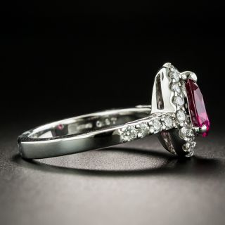 Estate .97 Carat No-Heat Pear Shape Ruby and Diamond Ring - GIA