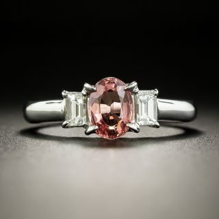 Estate .98 Carat Padparadscha Sapphire and Diamond Ring - 2