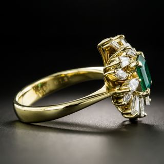Estate .99 Carat Emerald and Diamond Spray Ring