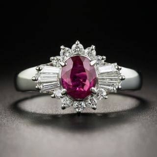 Estate .99 Carat Ruby and Diamond Platinum Ring - 5
