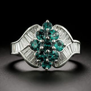 Estate Alexandrite and Baguette Diamond Cluster Ring - 3