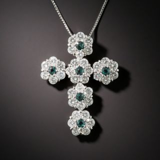 Estate Alexandrite and Diamond Cross Pendant - 3